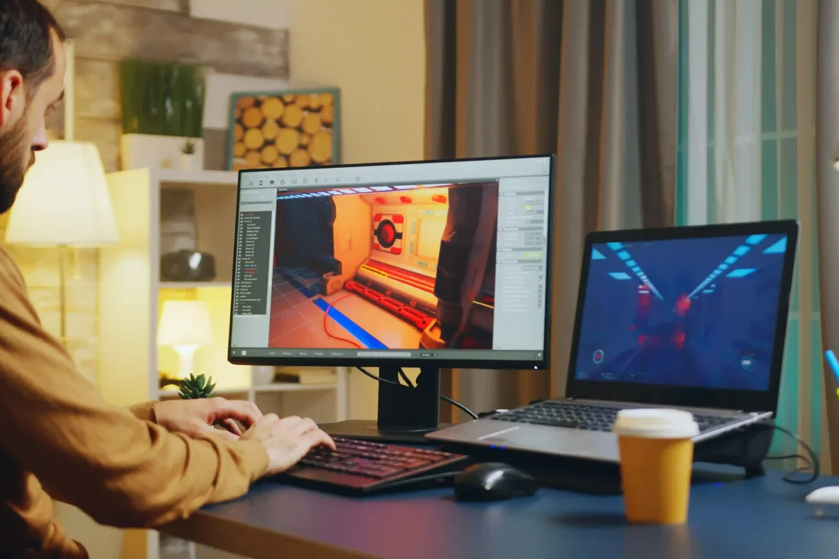 male-game-developer-typing-keyboard-while-developing-new-level-game